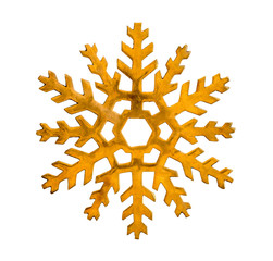 Brass vintage snowflake on white background.