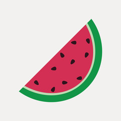 Watermelon icon. Summer berry. Juicy fruit of red color with seeds and peel. Vector illustration.