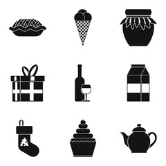 Cool holiday icons set, simple style