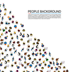 Big angle people crowd on white background. Vector illustration.