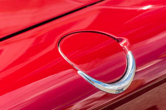 Corvair red gas cap door