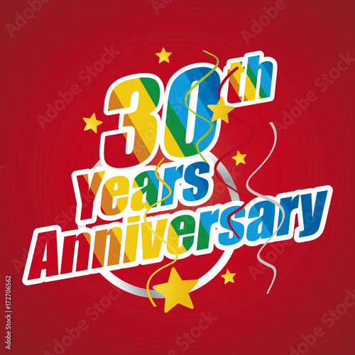 "Anniversary 30 th years celebrating colorful red logo" Stock image and