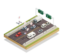 Smart City Traffic Isometric  Composition