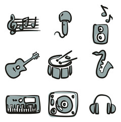 Fototapeta premium Music Icons Freehand 2 Color