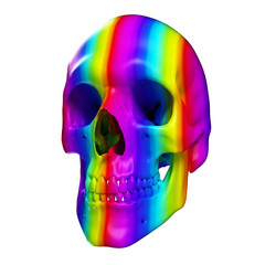 medically accurate 3d rendering of a rainbow skull