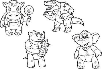 cartoon cute animals set of images
