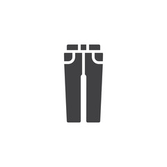 Jeans pants icon vector, filled flat sign, solid pictogram isolated on white. Symbol, logo illustration.