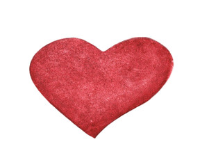Hand painted watercolor of Red heart isolated on white background.