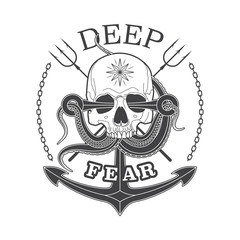Deep Fear Skull black and white emblem