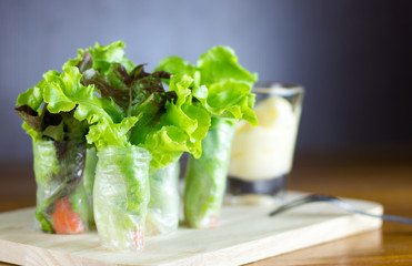 Fresh vegetable spring roll, clean food.