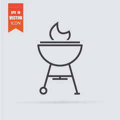 Barbecue icon in flat style isolated on grey background.