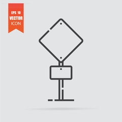 Road sign icon in flat style isolated on grey background.