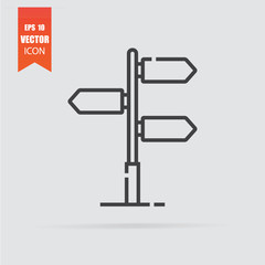 Signpost icon in flat style isolated on grey background.