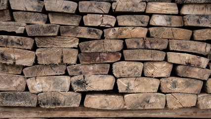 stack of old wooden planks