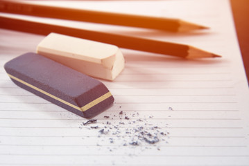 eraser and black pencil