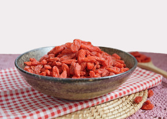 Dry Goji berries in a bowl, healthy food