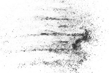Black powder coal dust, isolated on white background