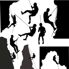 Rock climbers collection silhouette - vector