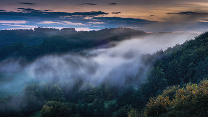 Picturesque Bavarian Autumn Hill Countryside Landscape in September Germany at Sunset