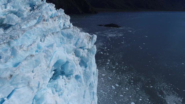 Arial 4k shots of a glacier and it's surroundings in Alaska