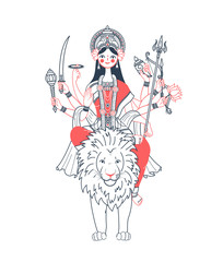 Icon of Goddess Durga   two colors