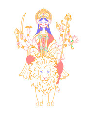Icon of Goddess Durga  on a lion