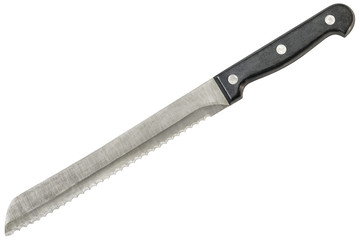 Heavy Duty Stainless Steel Serrated Bread Cutting Knife Isolated On White Background