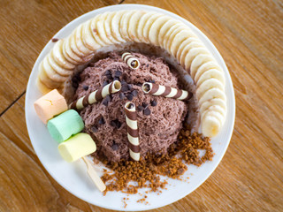 Chocolate banana ice cream honey toast