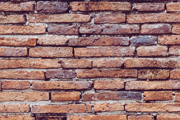 Old red brick wall texture background.