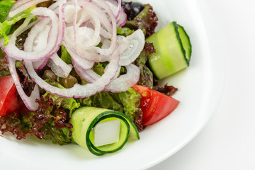 Greek salad with fresh vegetables, feta cheese