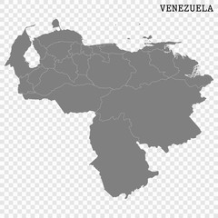 High quality map Venezuela with borders of regions