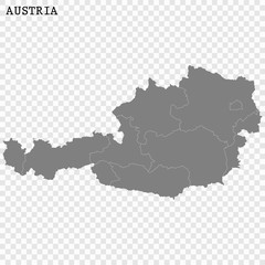 High quality map Austria with borders of regions
