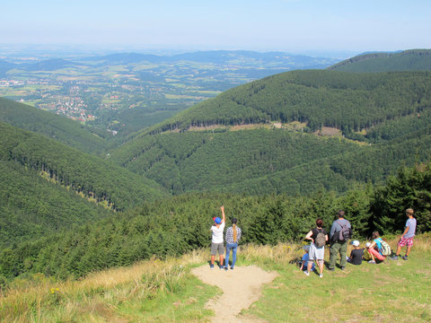 The outlook from Pustevny towards Frenstat city, Beskids mountains (Czech Republic)