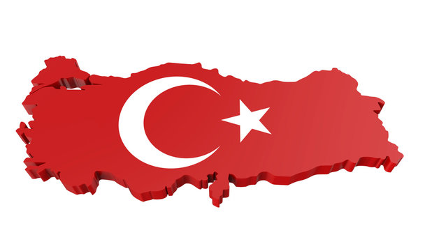 Türkiye Haritası ve Bayrak 3d