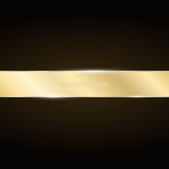 Golden ribbon on a dark background. Golden luxury strip for presentations. Vector