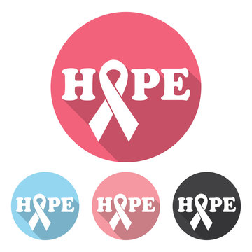 Breast cancer awareness icon. Hope with ribbon