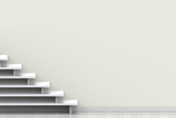 3d rendering. simple luxury stair with copy light yellow paper wall as background