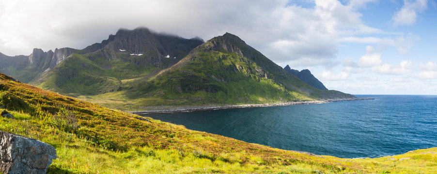 View on Knuten peak,  Senja island, Norway.