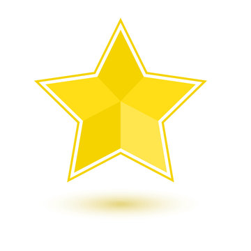 Yellow star icon with shadow, vector illustration