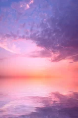 Photo sur Plexiglas Mer / coucher de soleil Un coucher de soleil rose sur un ciel d& 39 été au-dessus de la mer.