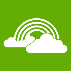 Rainbow and clouds icon green