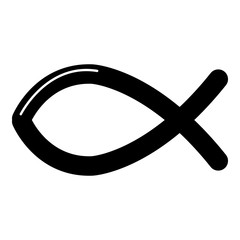 Christian fish symbol icon , simple style