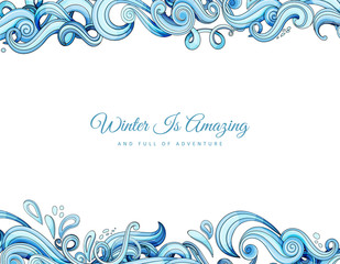 Fototapeta premium Sea waves. Hand drawn background. Vector illustration