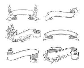 Ribbon vector illustration with laurel leaf. Award, background, template element