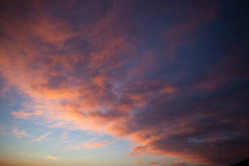 Sunset sky - deep blue and orange background