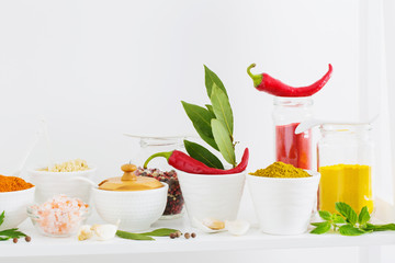 spices on white background
