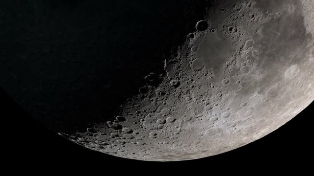 Close up of the Moon. Seamless animation of moon phases with black background. Elements of this image furnished by NASA.