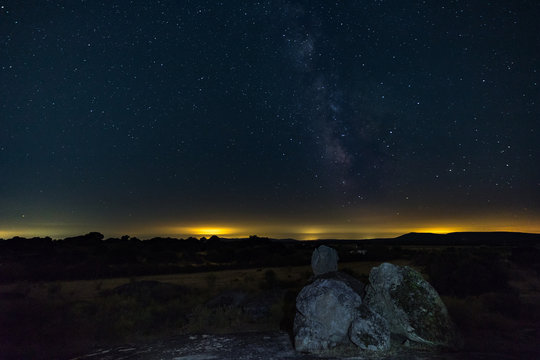 Night photography in the Natural Area of Barruecos. Extremadura. Spain.
