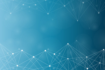 Geometric abstract background with connected line and dots. Structure molecule and communication. Scientific concept for your design. Medical, technology, science background. Vector illustration.