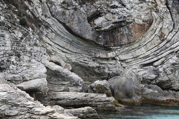 The bizarre lines of rock sculptured by nature. 
